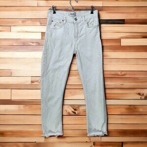 AGOLDE Toni Jeans Women’s 27 High-Rise Straight Cropped  White Stretch‎ Raw Hem